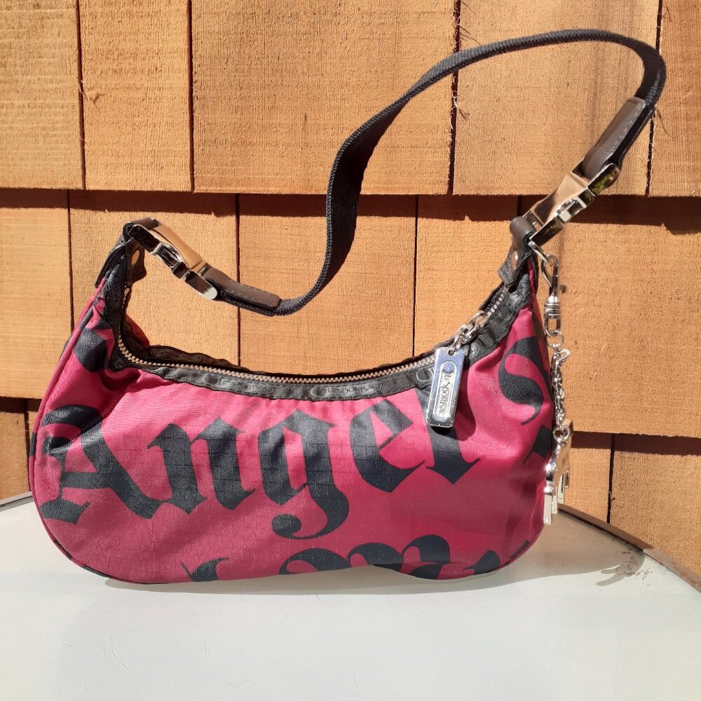 L.A.M.B. LeSportsac Gwen  Small Hella Hobo Purse 2004 Red Mega Print Angel